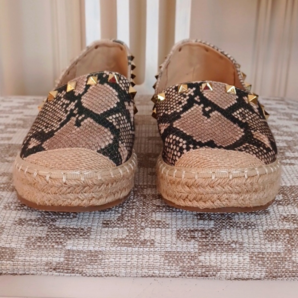 Steven By Steve Madden Snake Print Jute Platform … - image 1